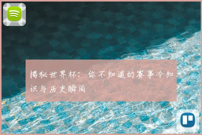 揭秘世界杯：你不知道的赛事冷知识与历史瞬间
